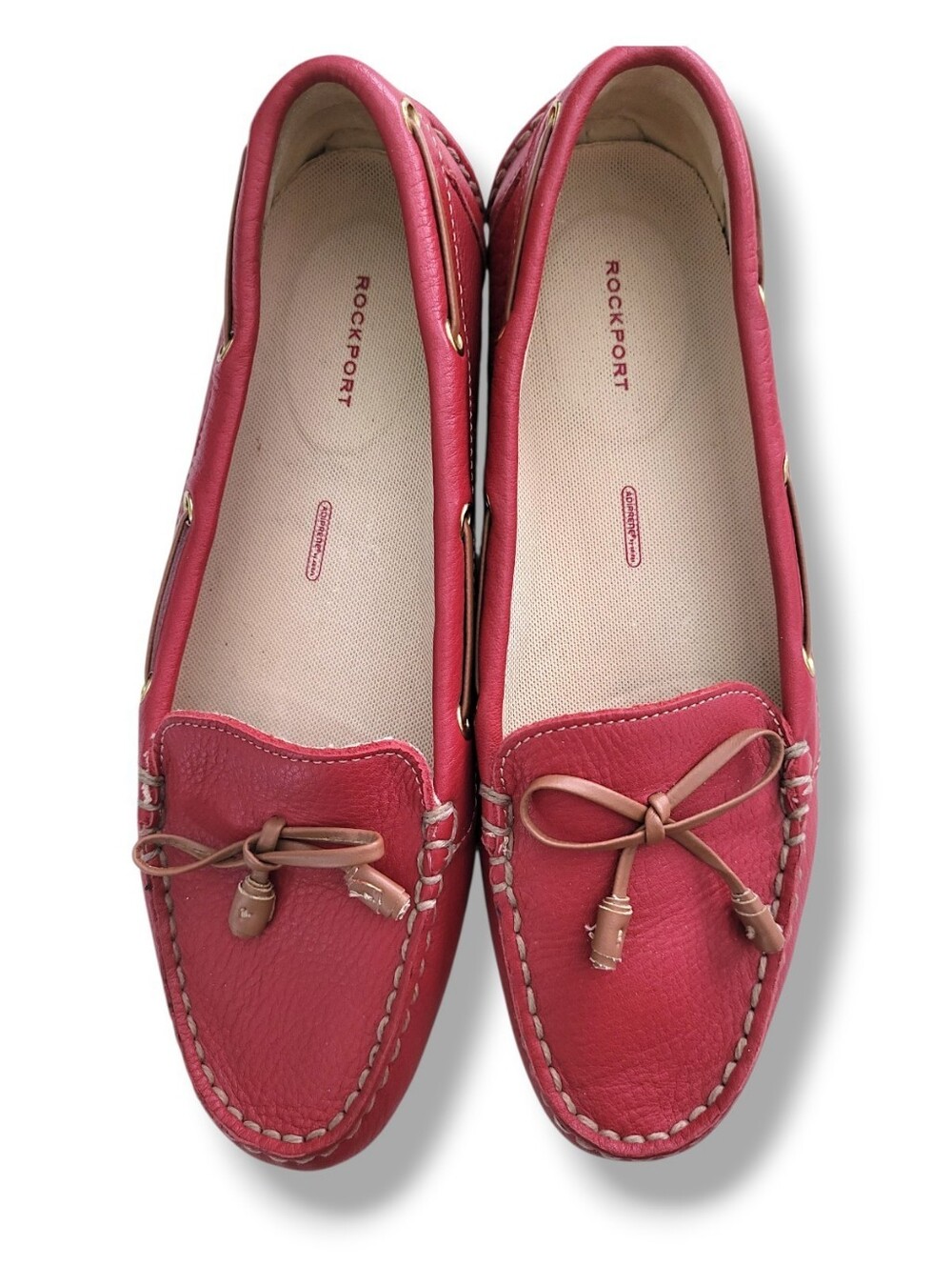 ROCKPORT Red Leather Washable Driving Moccasin Loafers - Picture 5 of 14